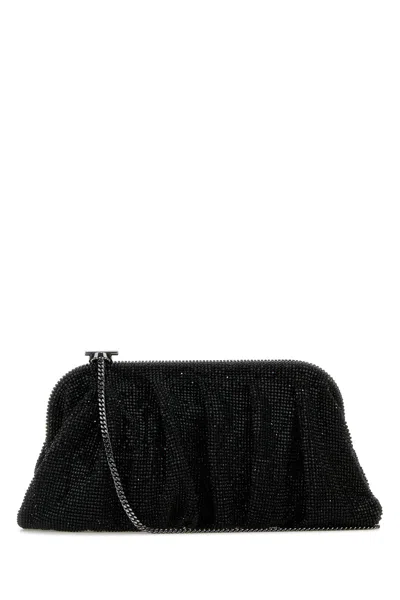 Benedetta Bruzziches Black Rhinestones Knit Venus La Grande Clutch