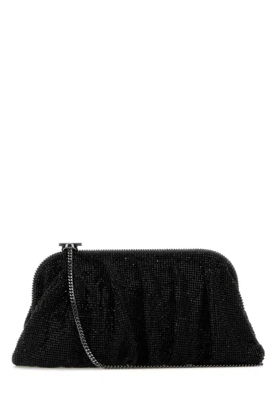 BENEDETTA BRUZZICHES BLACK RHINESTONES KNIT VENUS LA GRANDE CLUTCH