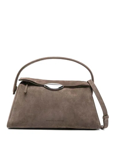 BENEDETTA BRUZZICHES TOTE BAG IN TAUPE SUEDE LEATHER