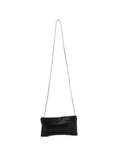 Benedetta Bruzziches Petite Rhinestone Crossbody Bag Chain Strap In Black