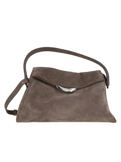 Benedetta Bruzziches Calfskin Suede Elif Shoulder Bag In Gray
