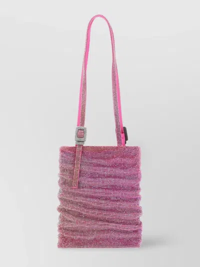 Benedetta Bruzziches Chain Fringe Metallic Bucket Bag In Pink