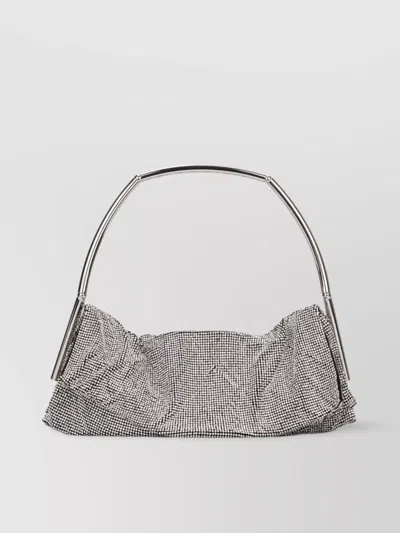 Benedetta Bruzziches Chainmail Gathered Clutch Metallic Silver Handle In Gray