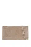 Benedetta Bruzziches Compact Rectangular Bag In Light Gold Rhinestones With Elegant And Sophisticated Chain