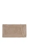 Benedetta Bruzziches Compact Rectangular Bag In Light Gold Rhinestones With Elegant And Sophisticated Chain In Gold