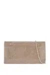 Benedetta Bruzziches Compact Rectangular Bag In Light Gold Rhinestones With Elegant And Sophisticated Chain In Gold