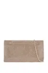 Benedetta Bruzziches Compact Rectangular Bag In Light Gold Rhinestones With Elegant And Sophisticated Chain In Golden