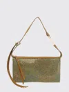 Benedetta Bruzziches Metallic Rectangular Shoulder Bag With Adjustable Strap In Green