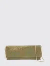 Benedetta Bruzziches Chain Strap Rectangular Shoulder Bag With Rhinestone Embellishment In Green