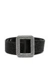 Benedetta Bruzziches Crystal-embellished Buckle Belt In Black