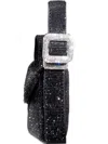 Benedetta Bruzziches Crystal-embellished Buckle Shoulder Bag In Black