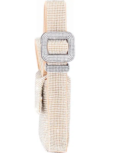 Benedetta Bruzziches Crystal-embellished Buckle Shoulder Bag In Gold
