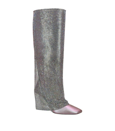 Benedetta Bruzziches Embellished Christine Knee-high Boots 95 In Blue