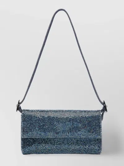 BENEDETTA BRUZZICHES CRYSTAL-EMBELLISHED CLUTCH BAG WITH ADJUSTABLE STRAP