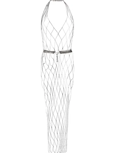 Benedetta Bruzziches Crystal-embellished Halterneck Dress In Metallic
