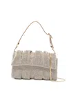 Benedetta Bruzziches Crystal-embellished Pleated Shoulder Bag In Neutral