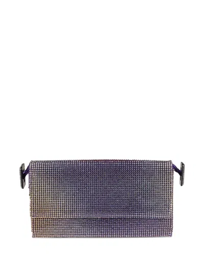 Benedetta Bruzziches Iridescent Crystal Embellishment Detachable Strap Bag In Purple