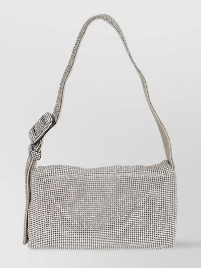 Benedetta Bruzziches Crystal Mesh Chain Strap Shoulder Bag In Metallic