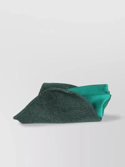 Benedetta Bruzziches Crystal Mesh Fold-over Clutch In Green