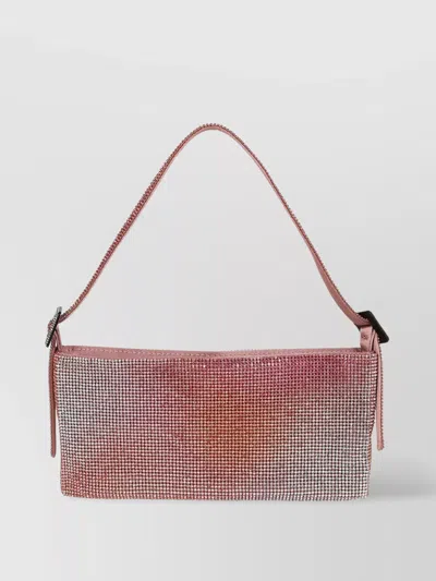 Benedetta Bruzziches Crystal Net Chain Strap Shoulder Bag In Pink