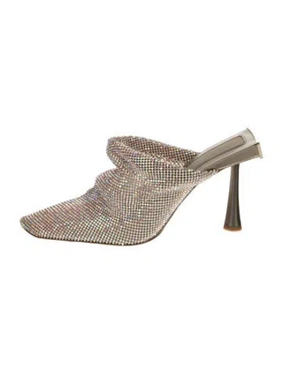Pre-owned Benedetta Bruzziches Crystal Patterned Mules In Silver