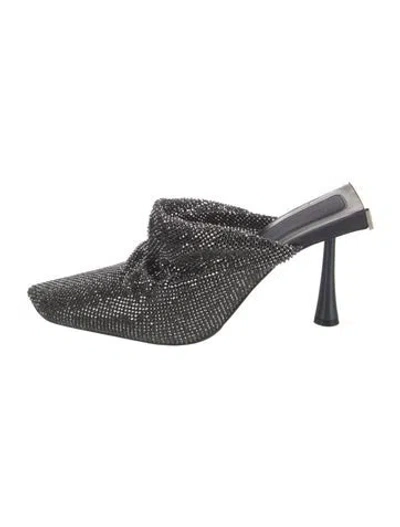 Pre-owned Benedetta Bruzziches Crystal Printed Mules In Silver