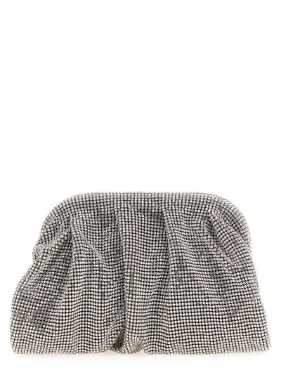 Benedetta Bruzziches Crystal-embellished Aluminum Mesh Clutch In Silver