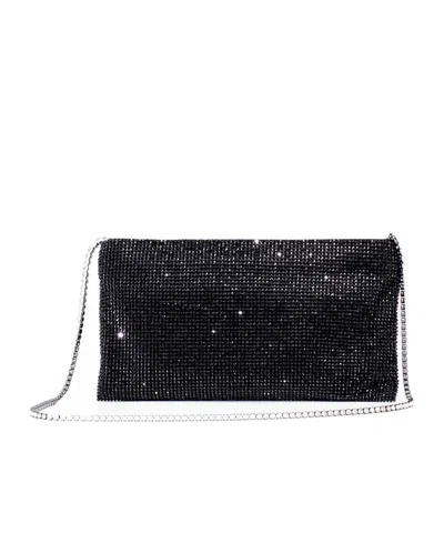 Benedetta Bruzziches Crystal-embellished Mesh Clutch Bag In Black