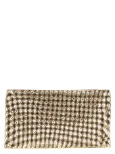 Benedetta Bruzziches Crystal-studded Mesh Clutch In Gold