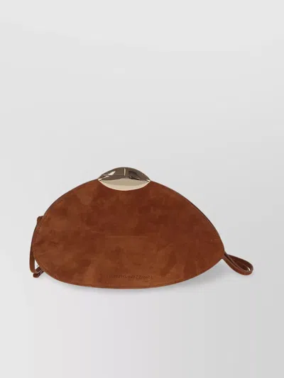 Benedetta Bruzziches Belle De Jour Logo Debossed Clutch Bag In Brown