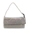 Benedetta Bruzziches Vitty La Mignon' Silver Shoulder Bag With Gem Embellishment In Rhinestone Mesh In Gray