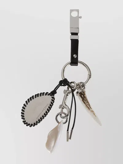 Benedetta Bruzziches Decorative Keychain Leather Strap In Silver