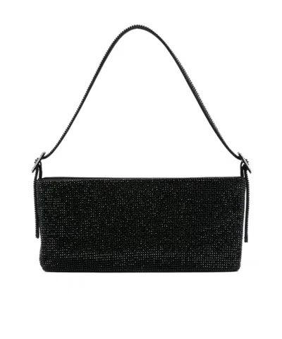 Benedetta Bruzziches Diamond Decorated Shoulder Bag In Black