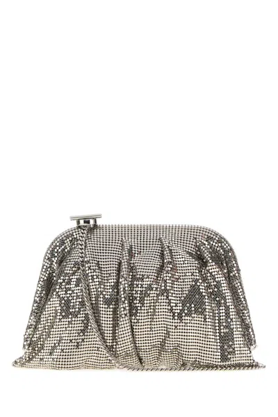 Benedetta Bruzziches Embellished Fabric Mini Venus Clutch Bag In Gold
