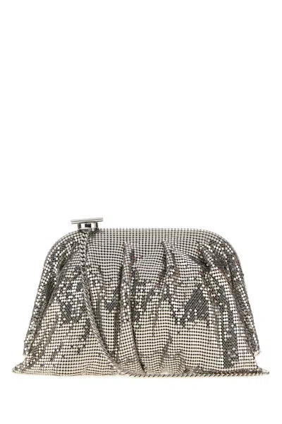 Benedetta Bruzziches Embellished Fabric Small Venus Clutch In Gray
