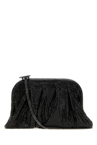 Benedetta Bruzziches Embellished Fabric Small Venus Clutch In Black