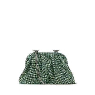 Benedetta Bruzziches Embellished Fabric Small Venus Clutch In Green