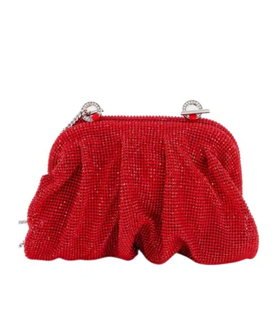 Benedetta Bruzziches Embellished Gathered Clutch Bag In Red