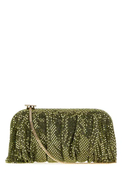 Benedetta Bruzziches Grande Venus Rhinestone Knit Clutch In Green