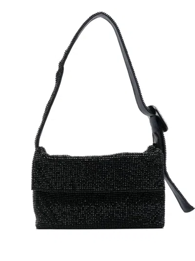 Benedetta Bruzziches Crystal-embellished Clutch Bag In Black