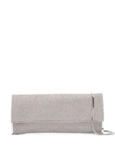 Benedetta Bruzziches Gold Kate Silver Clutch With All-over Rhinestone In Mesh Woman