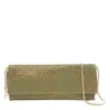 Benedetta Bruzziches Chain Strap Rectangular Shoulder Bag With Rhinestone Embellishment In Green