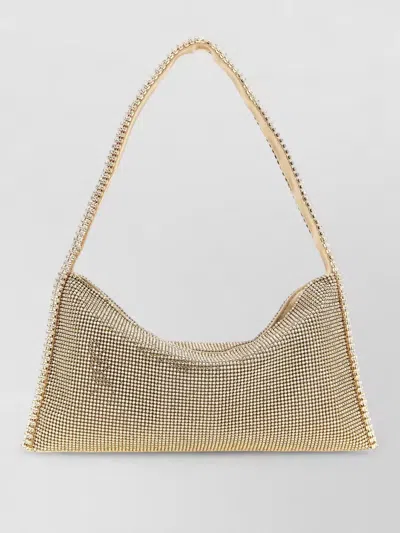 Benedetta Bruzziches La Grande Rhinestone Shoulder Clutch Bag In Gold