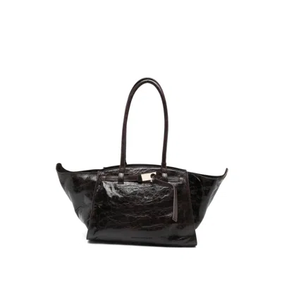 Benedetta Bruzziches Large Mame Leather Tote Bag In Brown