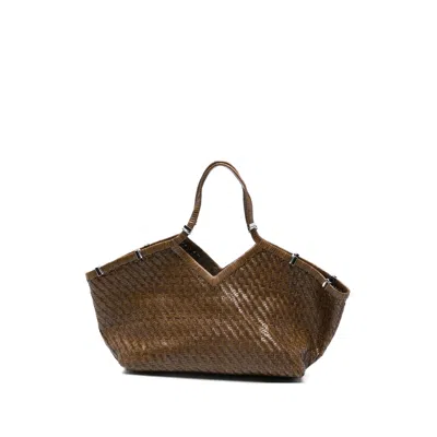 Benedetta Bruzziches Large Usha Hand-woven Tote Bag In Brown