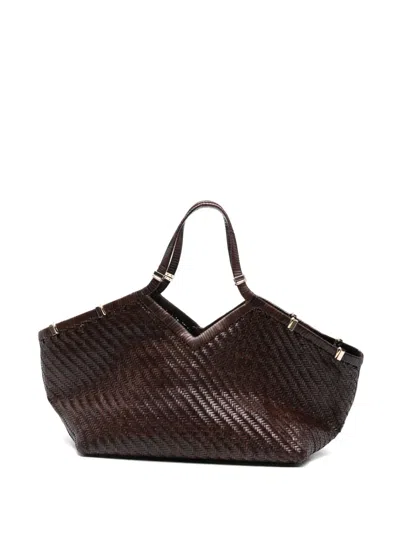 Benedetta Bruzziches Large Usha The Greatest Woven-design Tote Bag In Brown