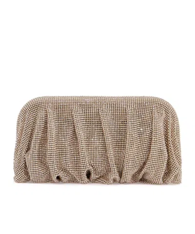 Benedetta Bruzziches Venus La Grande Pink Clutch Bag In Fabric With Allover Crystals Woman In Nude