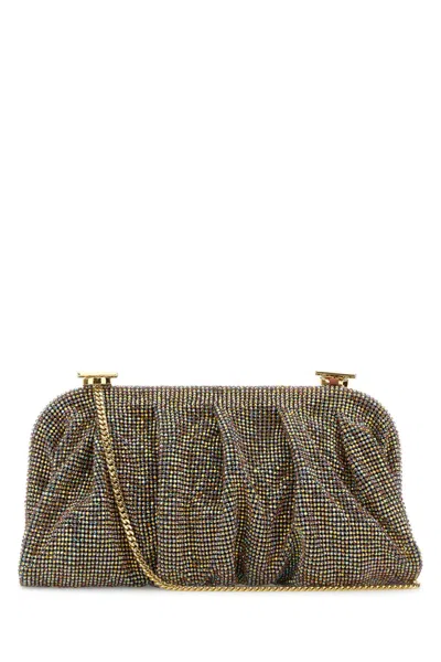 Benedetta Bruzziches Large Venus Embellished Fabric Clutch Bag With Shoulder Strap In Multicoloured