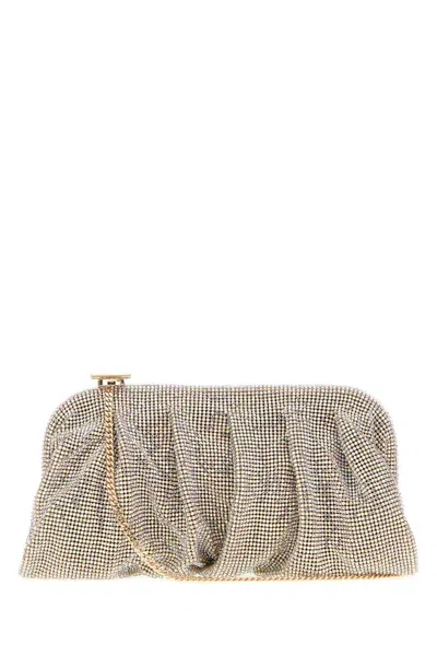 Benedetta Bruzziches Large Venus Embellished Fabric Clutch With Shoulder Strap In Multicoloured