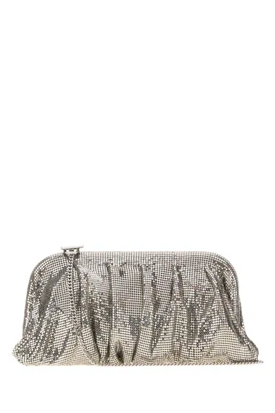 Benedetta Bruzziches Large Venus Metal-knit Clutch With Shoulder Strap In Gold